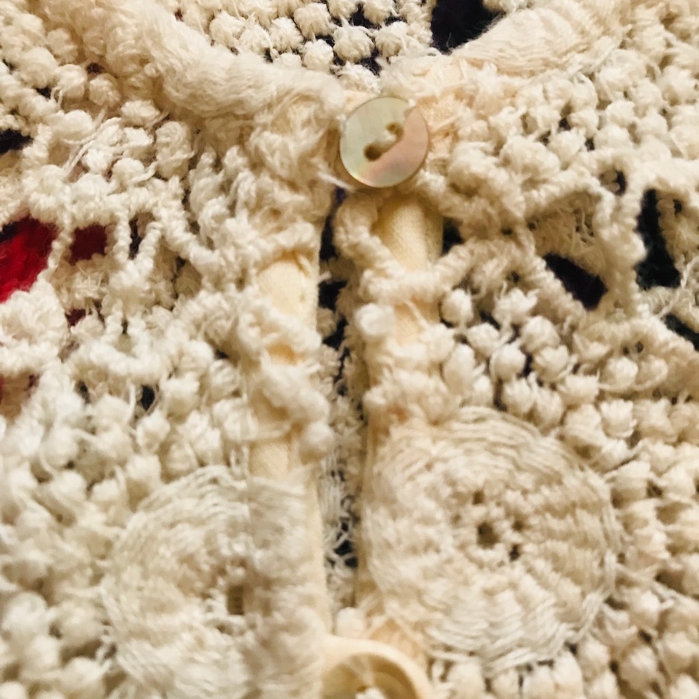 Zara Woven Crocheted Fringe Vest/Top Cream Size L - Picture 4 of 8